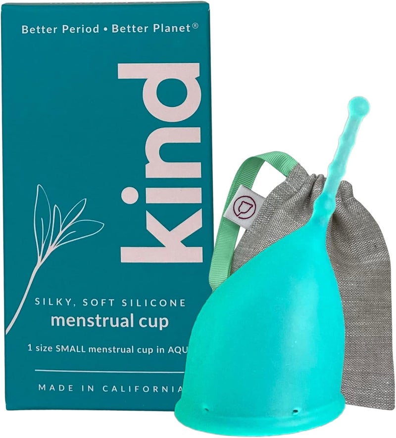 WEVOTOPIA Kind Cup | Comfortable | Soft | Curved Period Cup | Easy to Reach | Easy to Use | 100% Medical Grade Silicone Cups | Patented Menstrual Cups | Reusable Cups (Aqua - Small) - Image 1